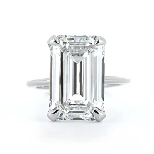 8.18ct Emerald Lab Grown Diamond Solitaire Engagement Ring  14k White Gold