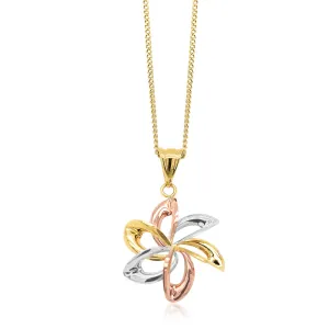 9ct Three-Tone Gold Flower Cutout Pendant