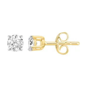 9ct Yellow Gold 1/5 Carat Diamond Stud Earrings