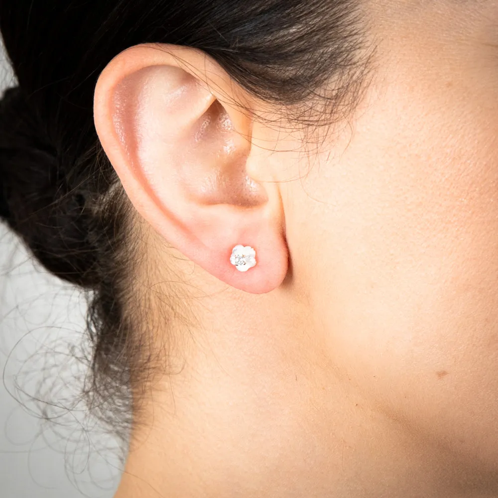 9ct Yellow Gold 6mm Mother Of Pearl Stud Earrings