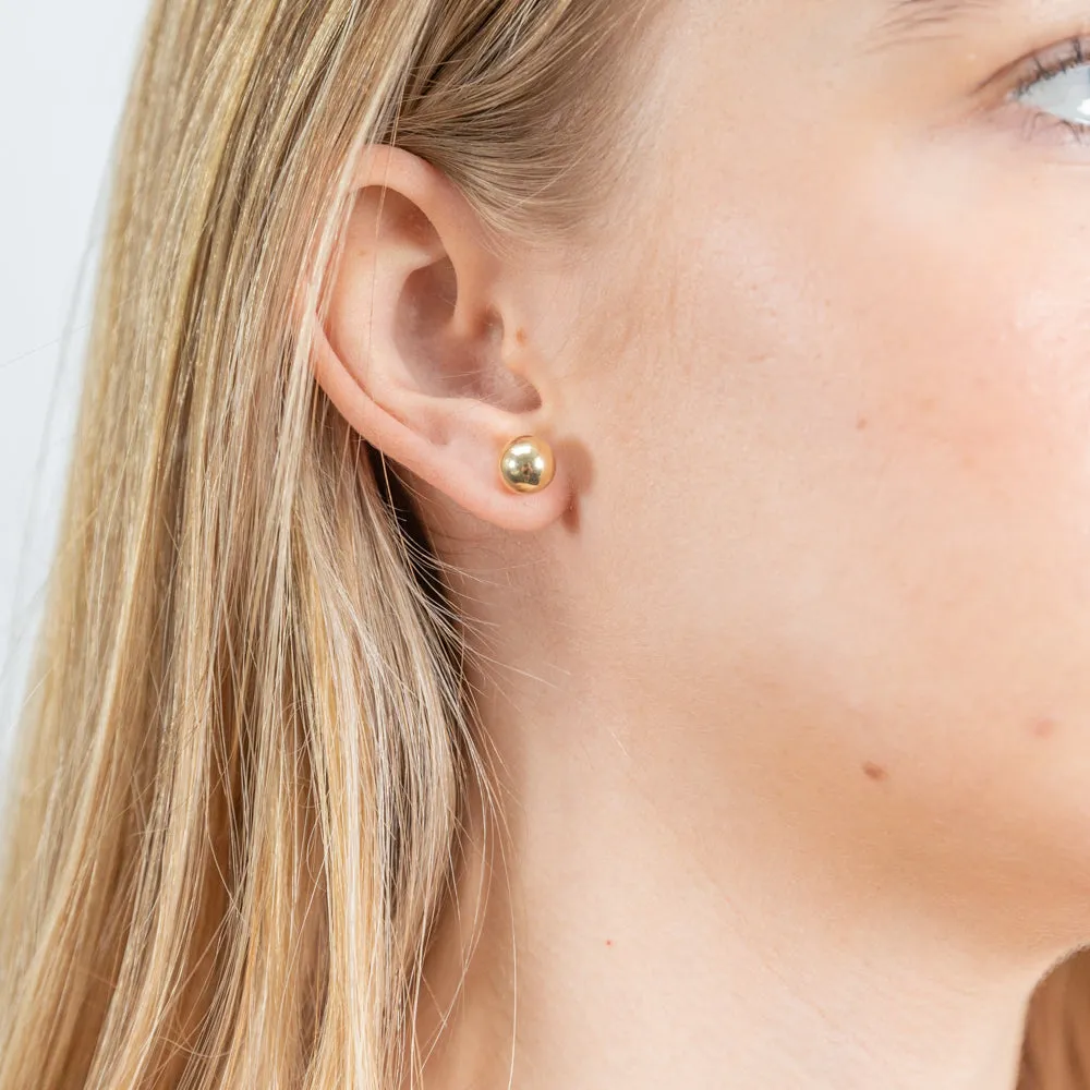 9ct Yellow Gold Ball 8mm Stud Earrings