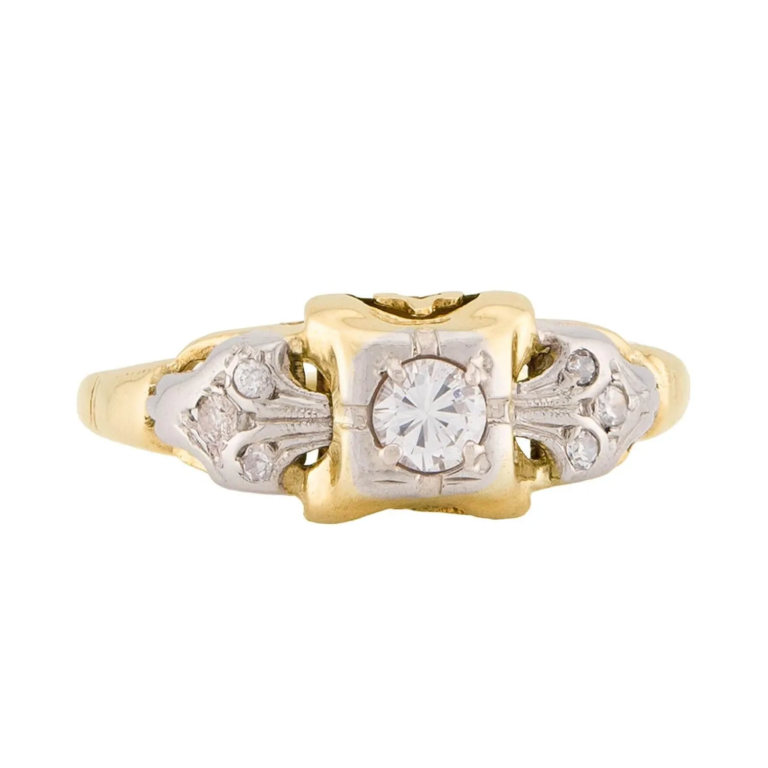 Art Deco 14k Diamond Engagement Ring 0.15ct