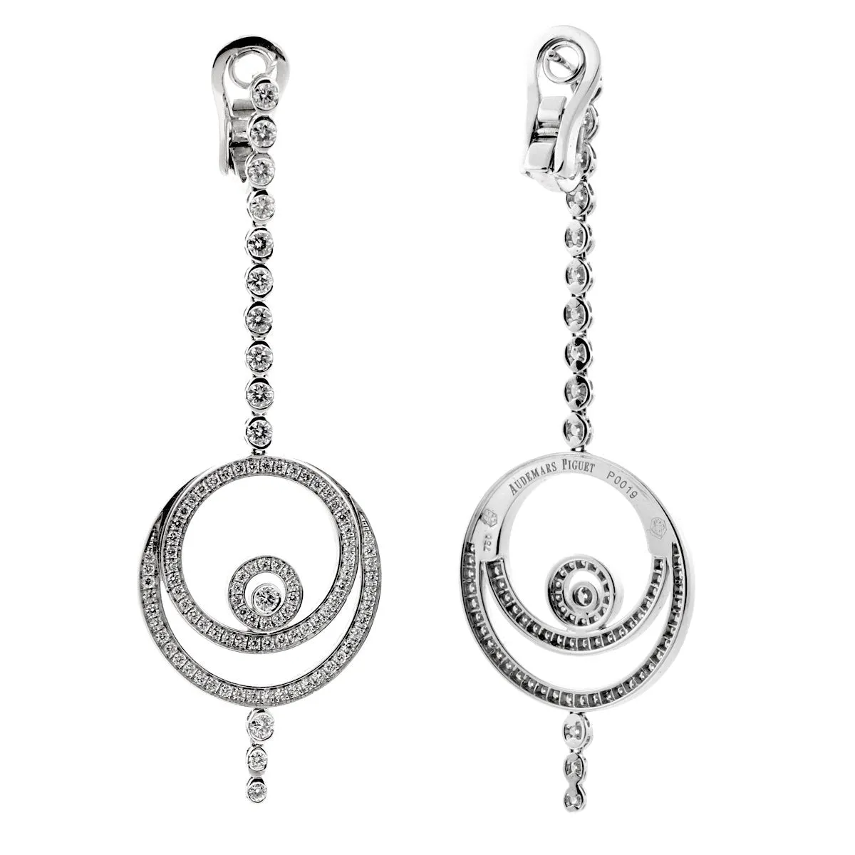 Audemars Piguet Millenary 18k Diamond Drop White Gold Earrings