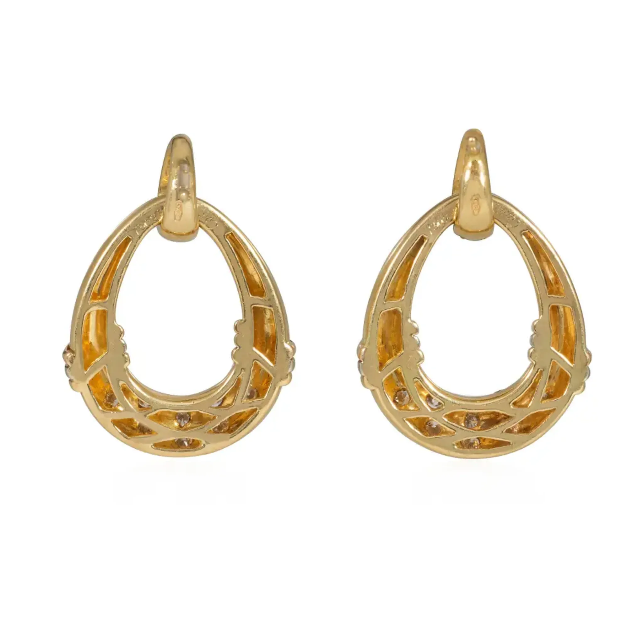Cartier France 1980s 18KT Rose, White & Yellow Gold Diamond Earrings