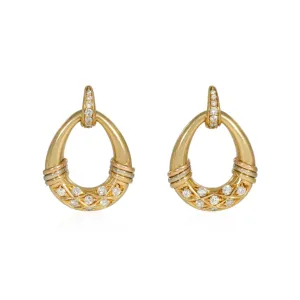 Cartier France 1980s 18KT Rose, White & Yellow Gold Diamond Earrings
