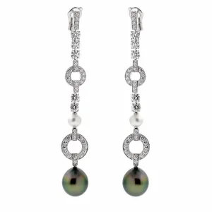Cartier Himalia Pearl Diamond White Gold Earrings