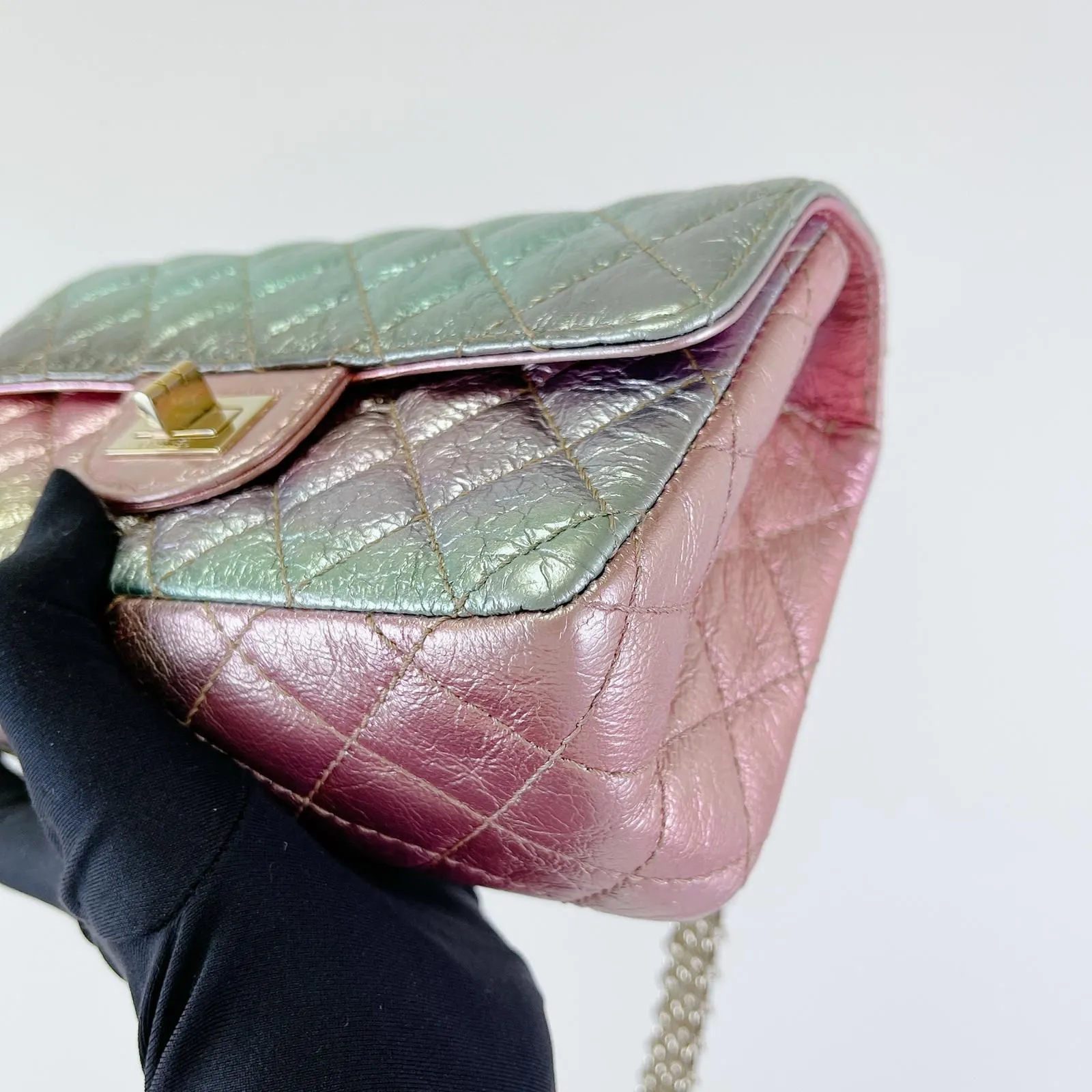 Chanel Classic 2.55 Reissue Mini, Rainbow Calfskin, Gold-tone Hardware