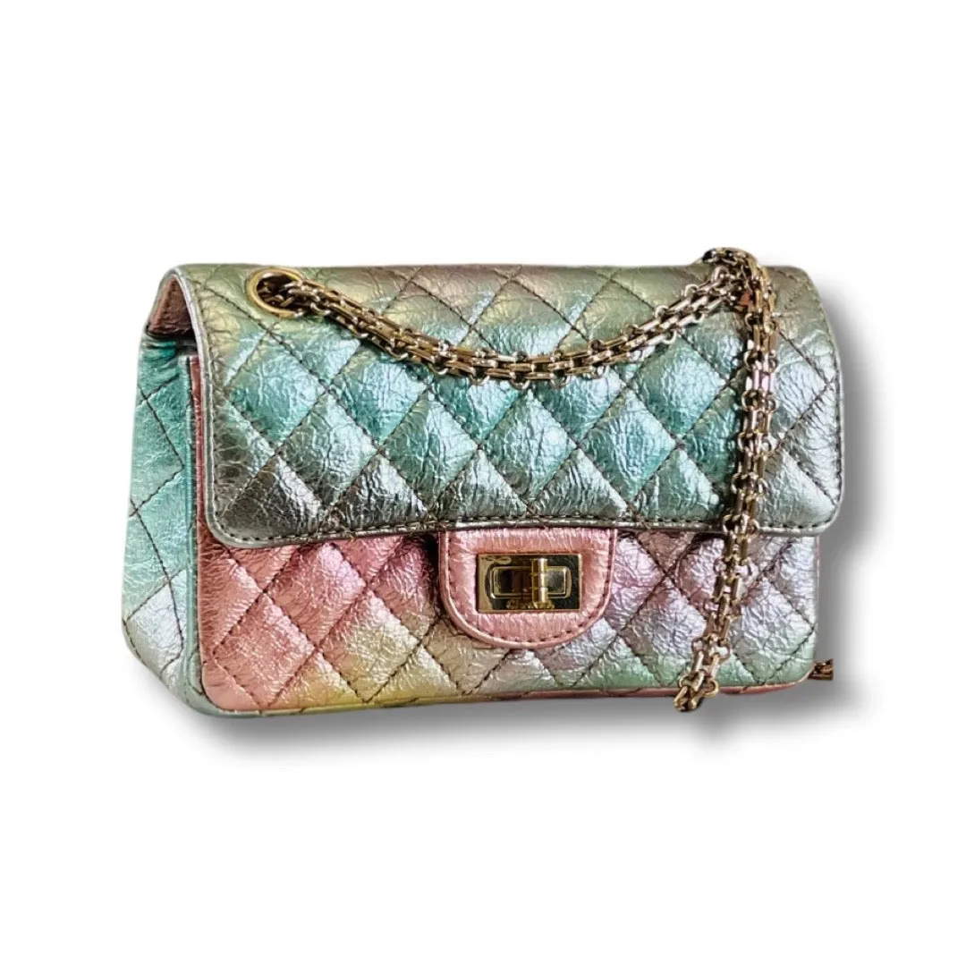 Chanel Classic 2.55 Reissue Mini, Rainbow Calfskin, Gold-tone Hardware