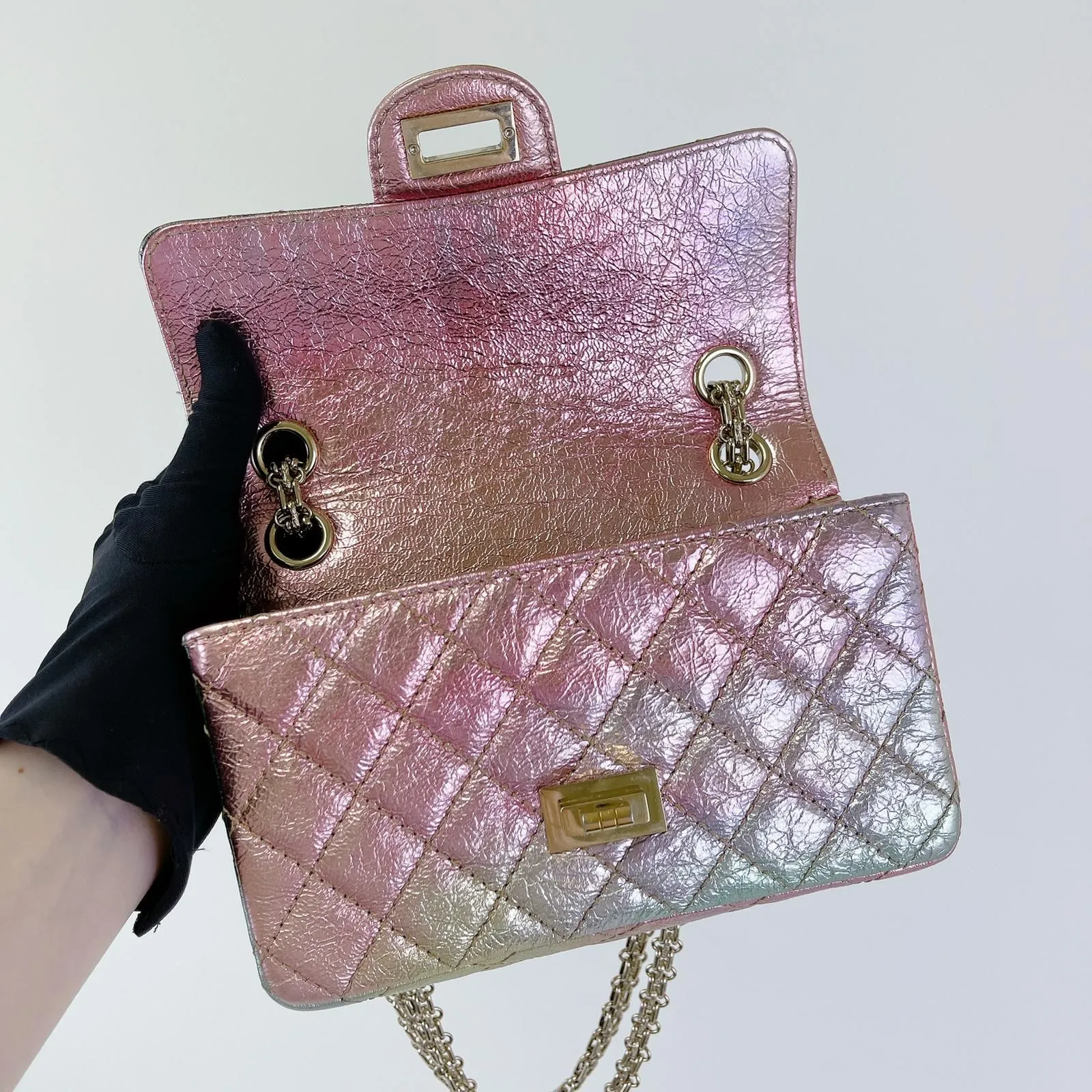 Chanel Classic 2.55 Reissue Mini, Rainbow Calfskin, Gold-tone Hardware