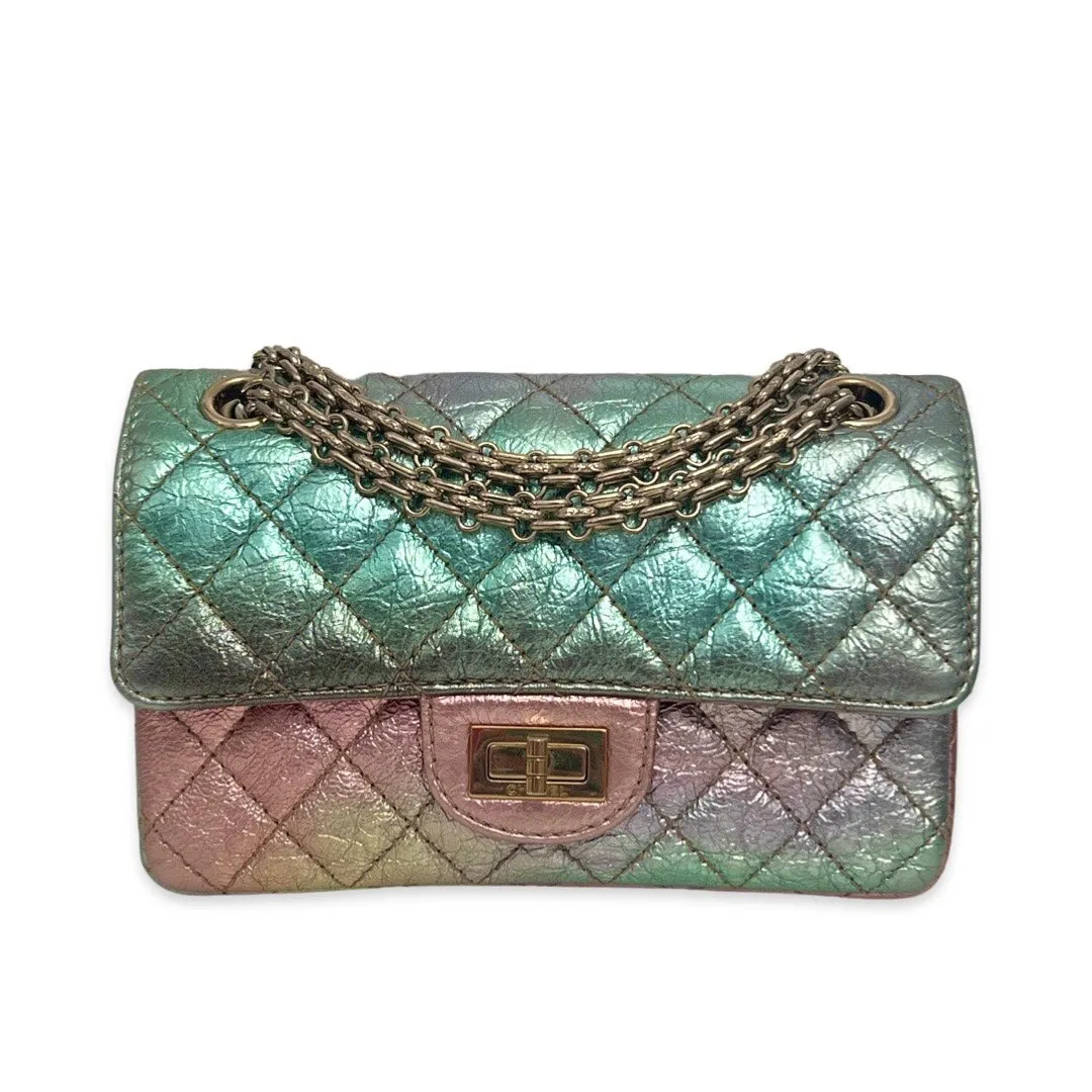 Chanel Classic 2.55 Reissue Mini, Rainbow Calfskin, Gold-tone Hardware