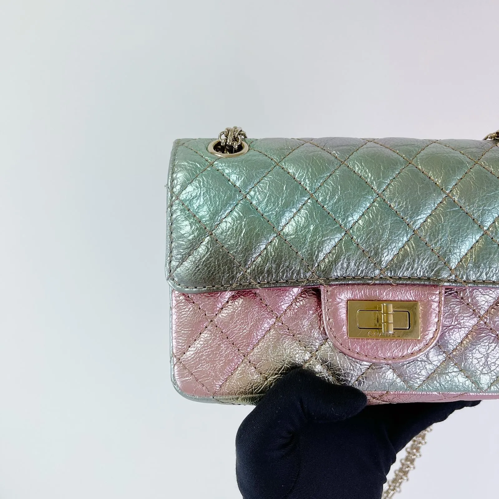 Chanel Classic 2.55 Reissue Mini, Rainbow Calfskin, Gold-tone Hardware