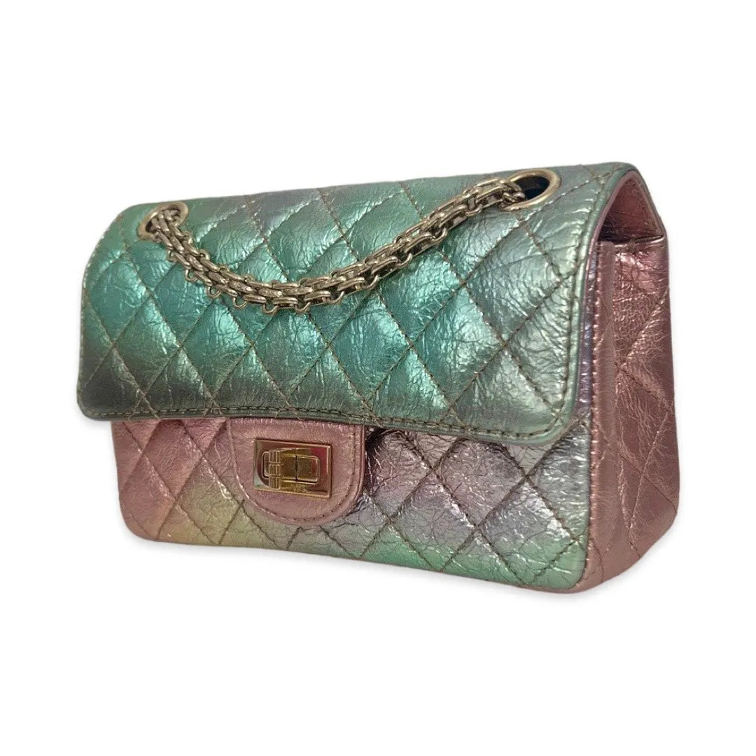 Chanel Classic 2.55 Reissue Mini, Rainbow Calfskin, Gold-tone Hardware