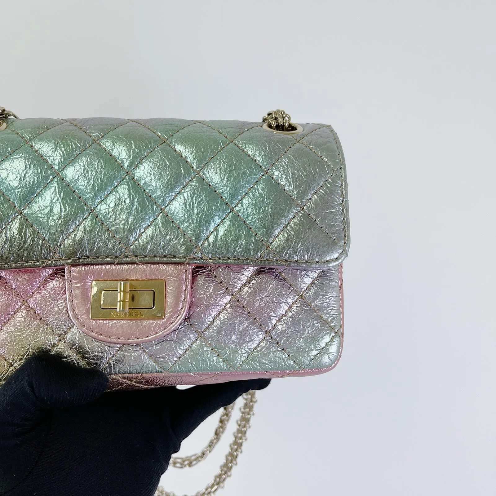 Chanel Classic 2.55 Reissue Mini, Rainbow Calfskin, Gold-tone Hardware