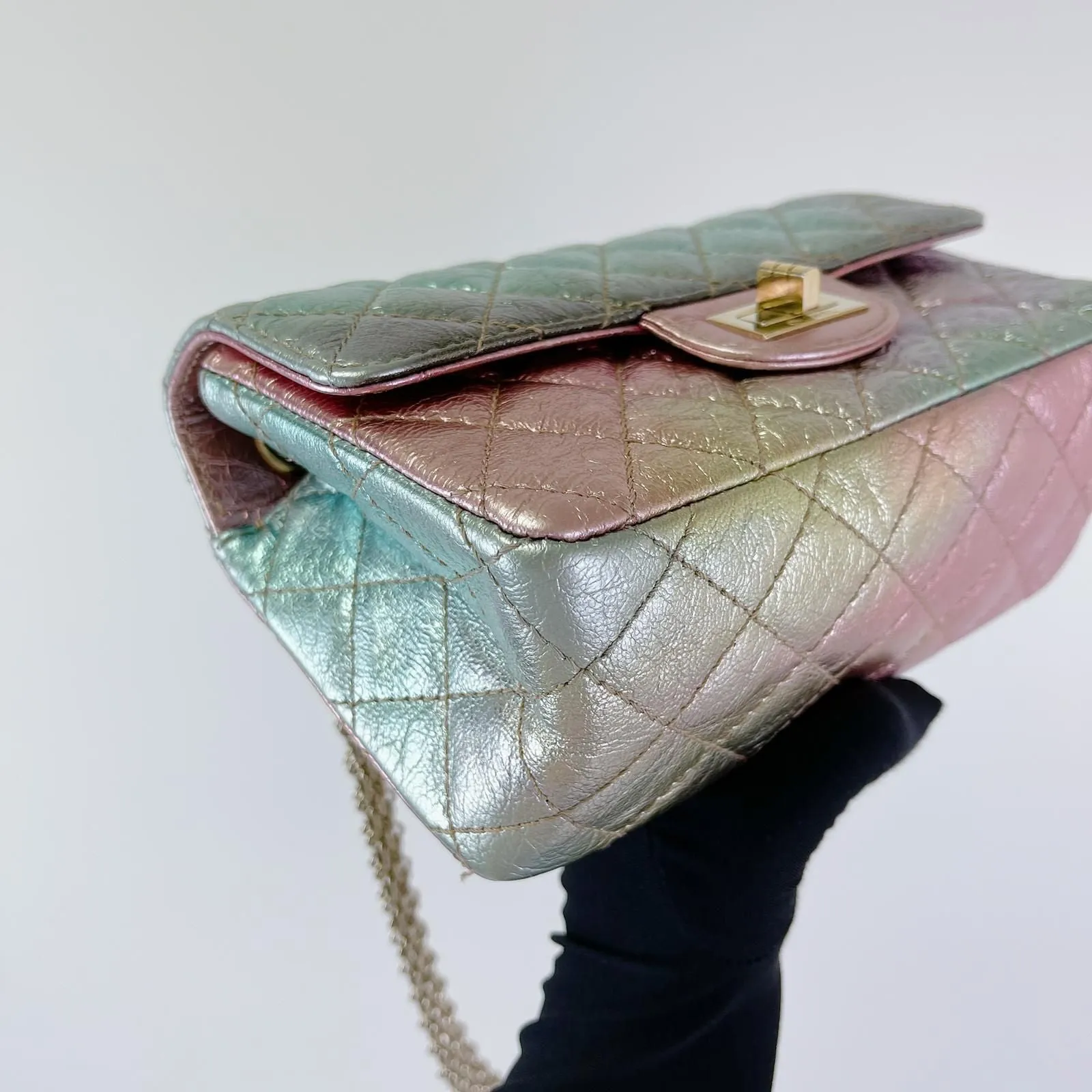 Chanel Classic 2.55 Reissue Mini, Rainbow Calfskin, Gold-tone Hardware