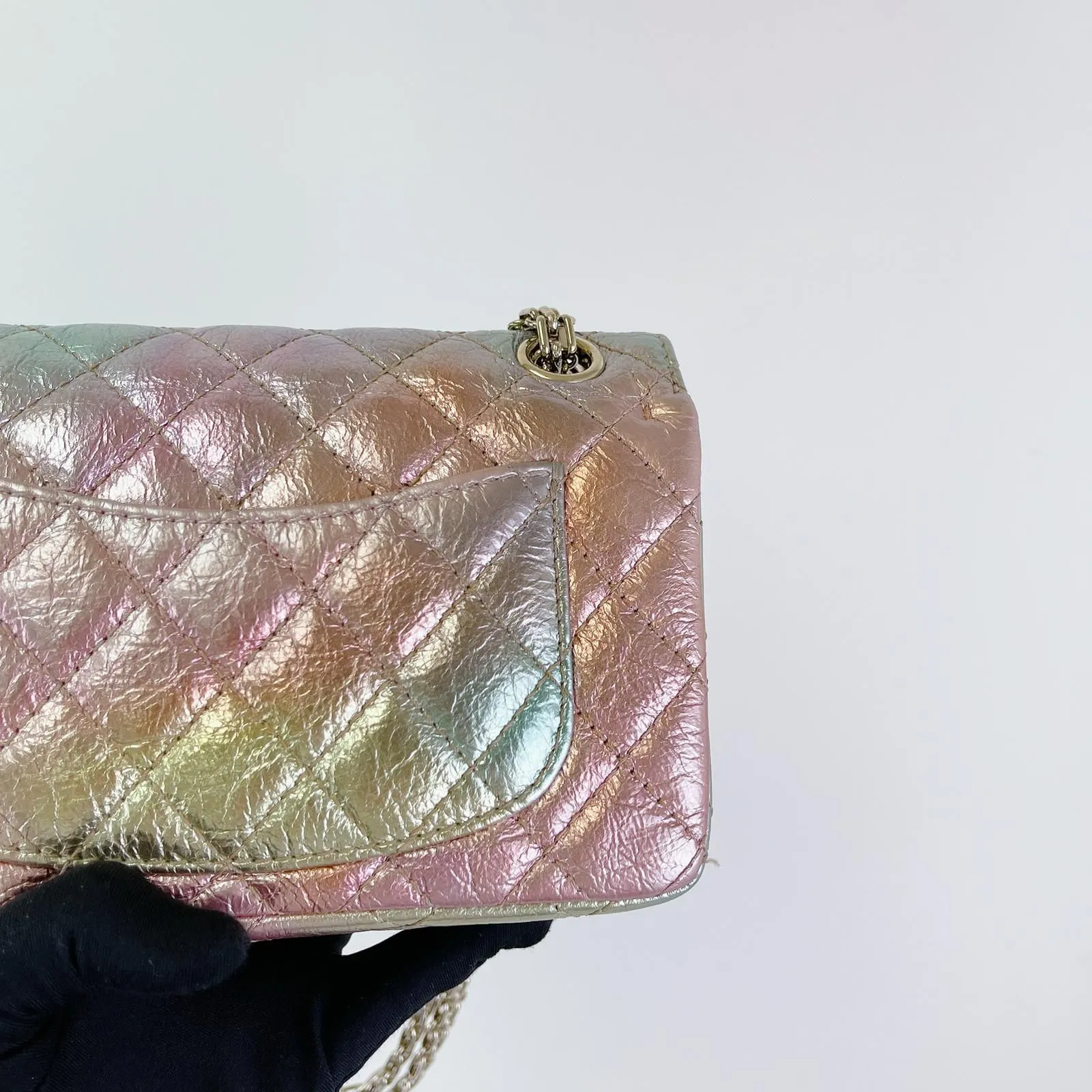 Chanel Classic 2.55 Reissue Mini, Rainbow Calfskin, Gold-tone Hardware