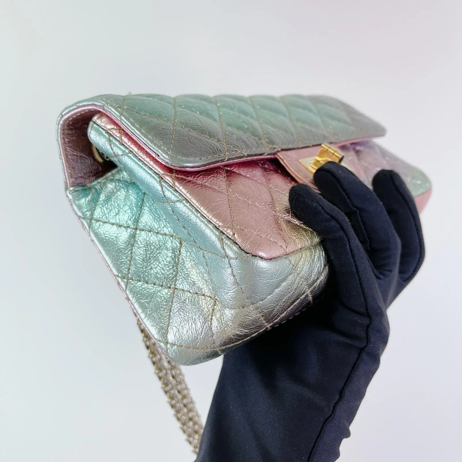 Chanel Classic 2.55 Reissue Mini, Rainbow Calfskin, Gold-tone Hardware