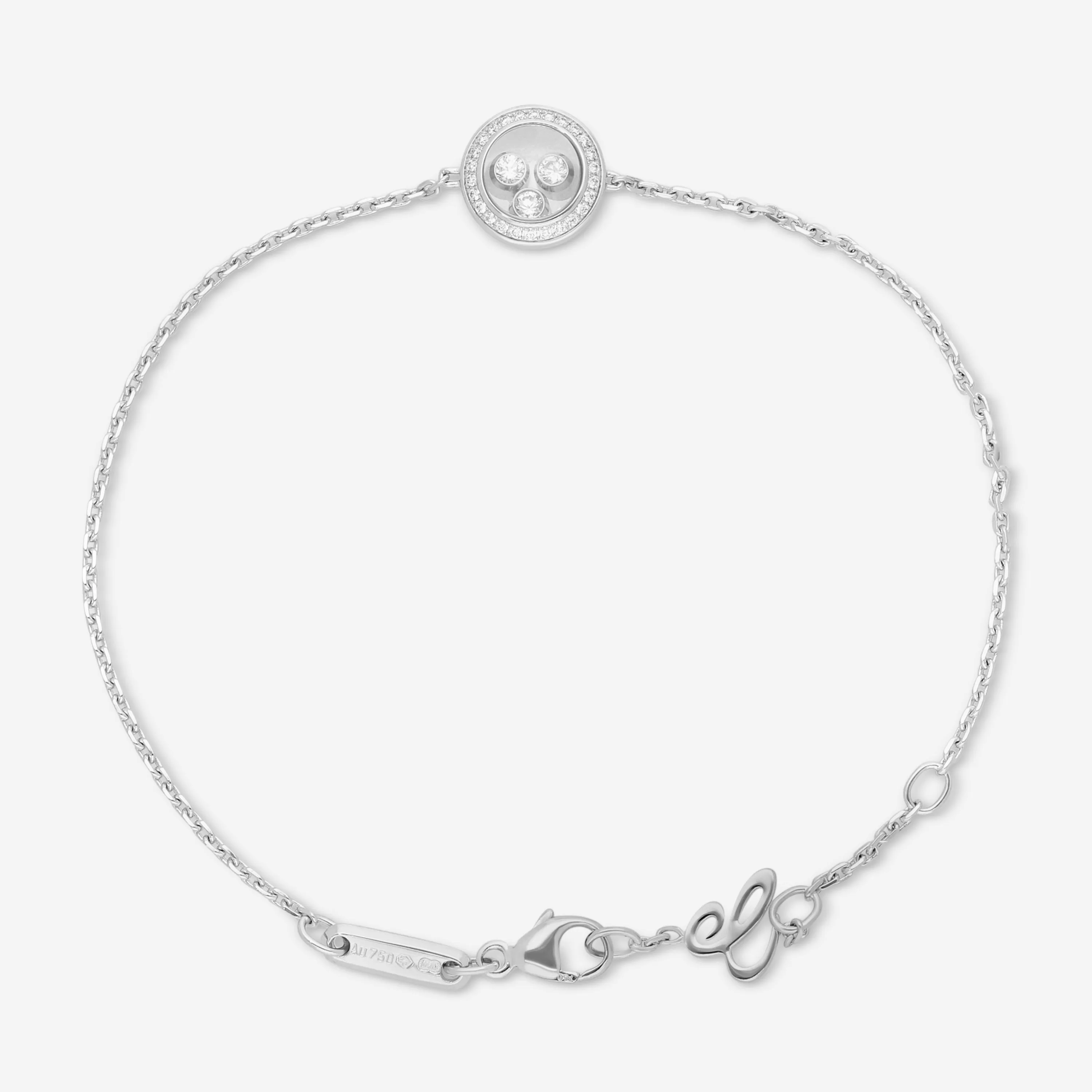 Chopard Happy Curves 18K White Gold Diamond Chain Bracelet 859562-1002
