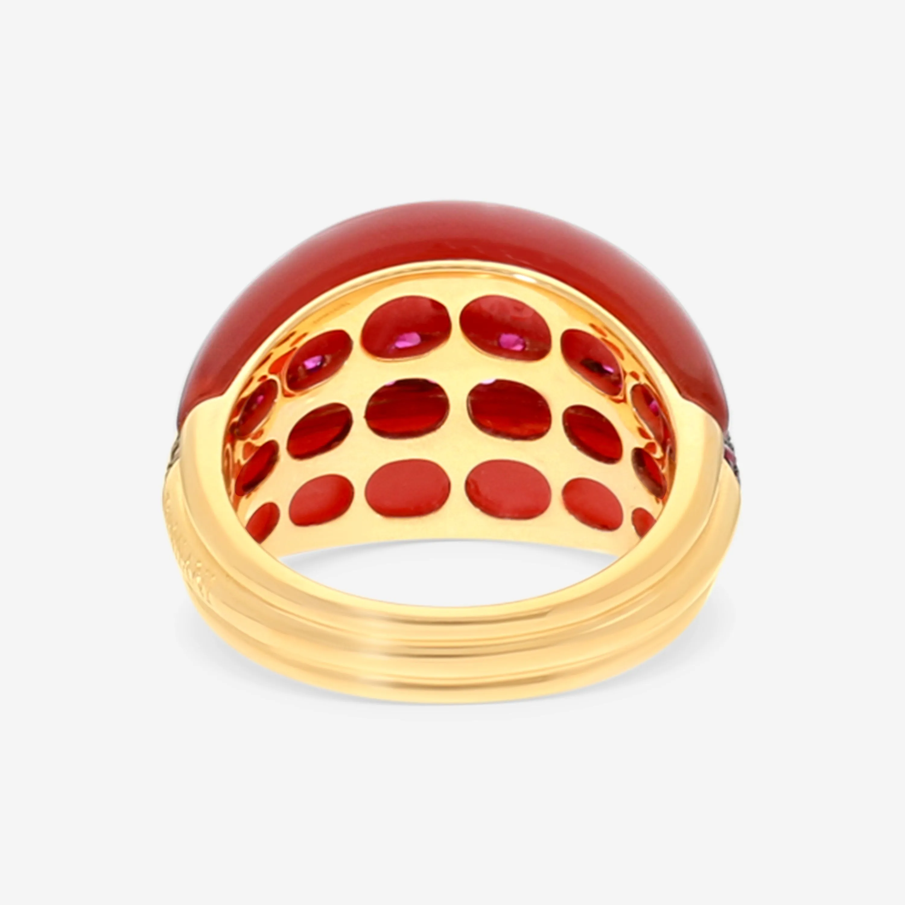 Damiani 18K Rose Gold Carnelian & Ruby Statement Band Ring Sz. 720037238