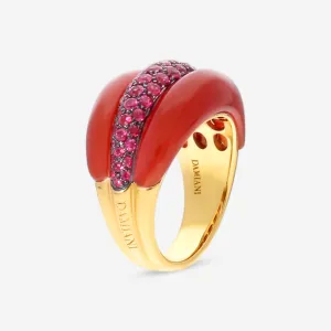 Damiani 18K Rose Gold Carnelian & Ruby Statement Band Ring Sz. 720037238