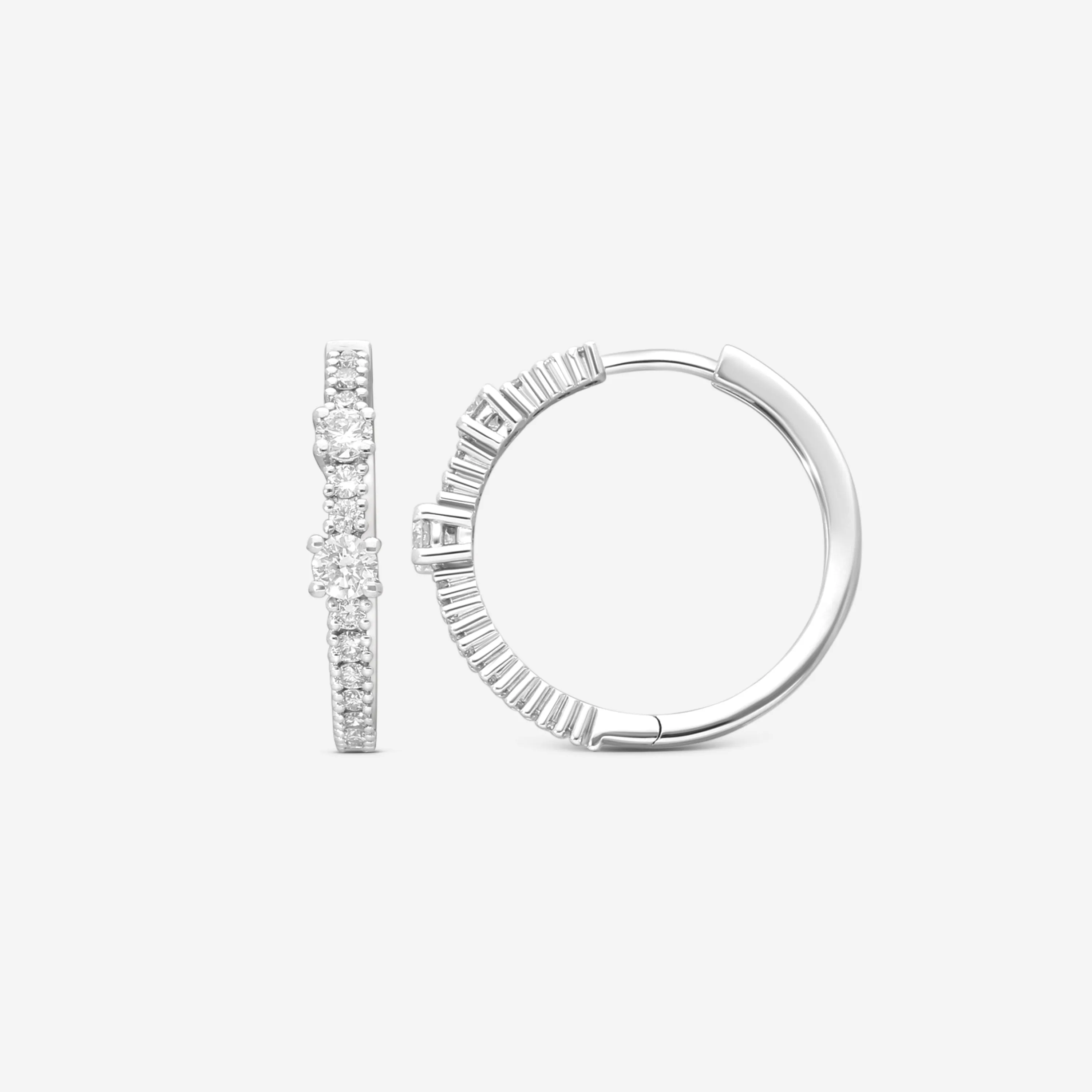 Damiani 18K Whte Gold Diamond Hoop Earrings 20091233