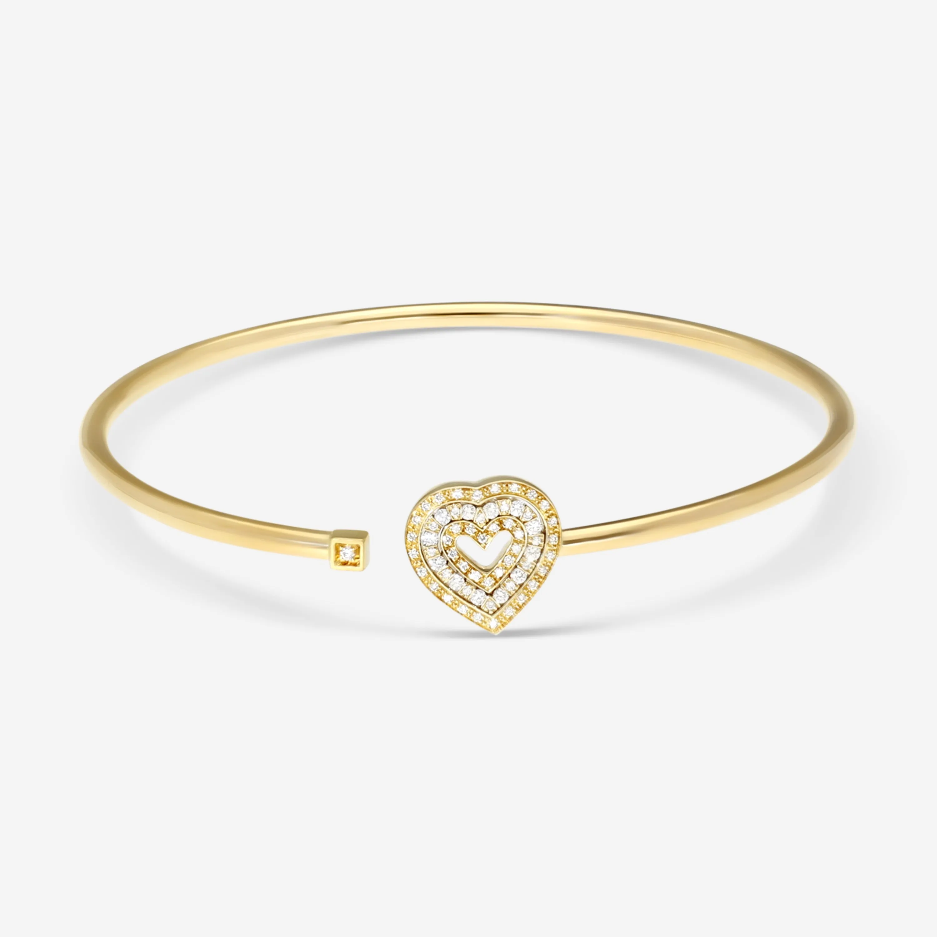 Damiani 18K Yellow Gold Diamond Heart Bangle Bracelet 20083332