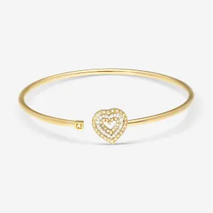 Damiani 18K Yellow Gold Diamond Heart Bangle Bracelet 20083332