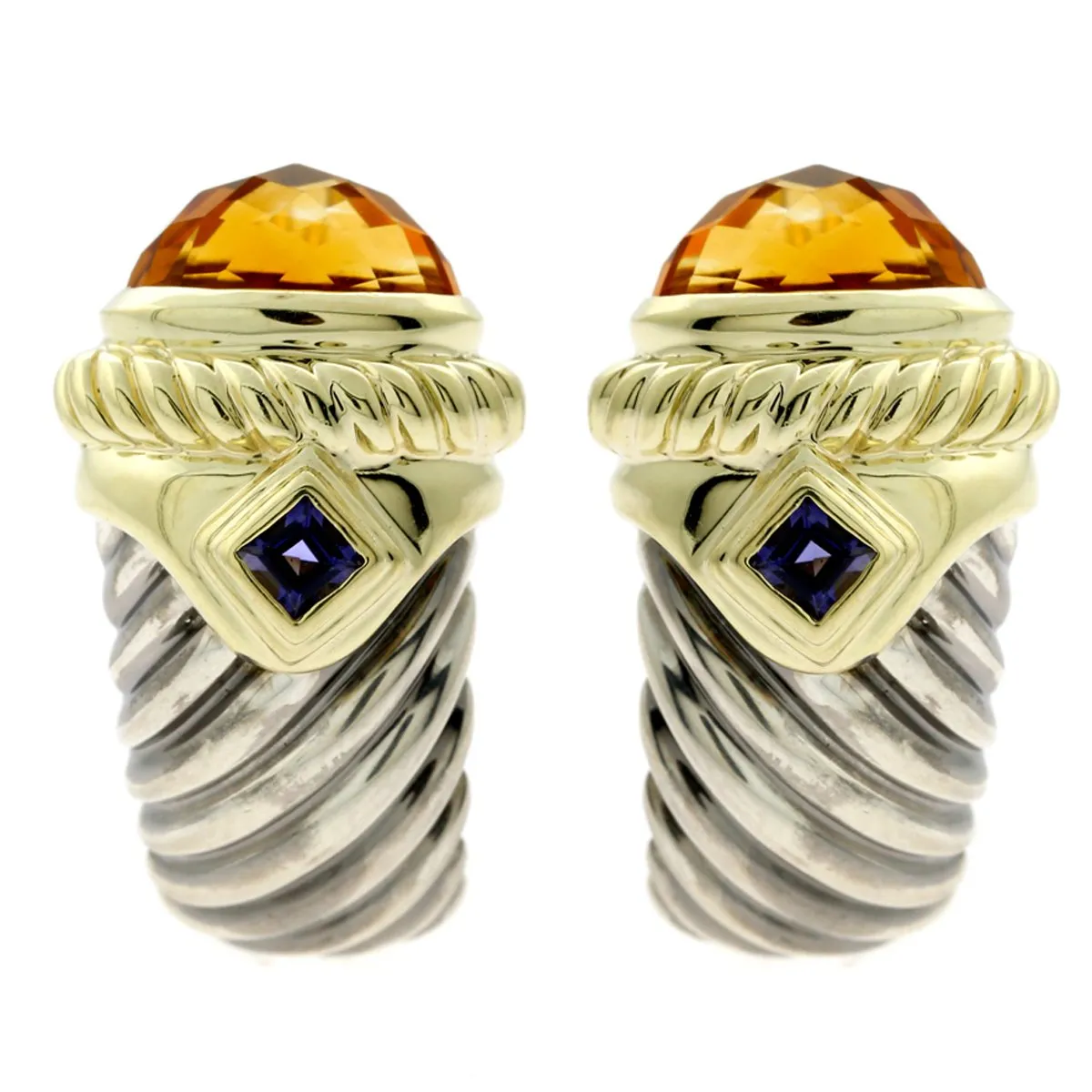 David Yurman Gemstone Silver Gold Earrings