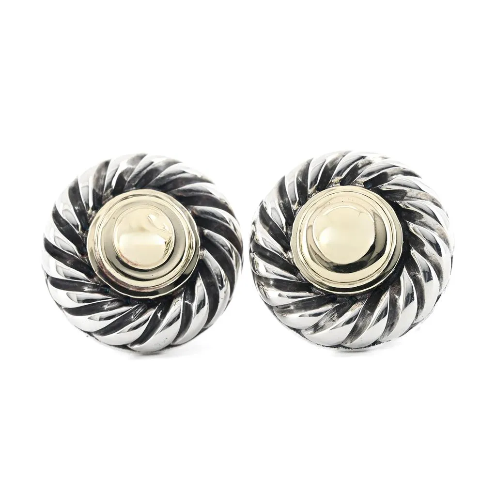 David Yurman | Small Cookie Stud Earrings, Size S - 925 Sterling Silver  14k Yellow Gold