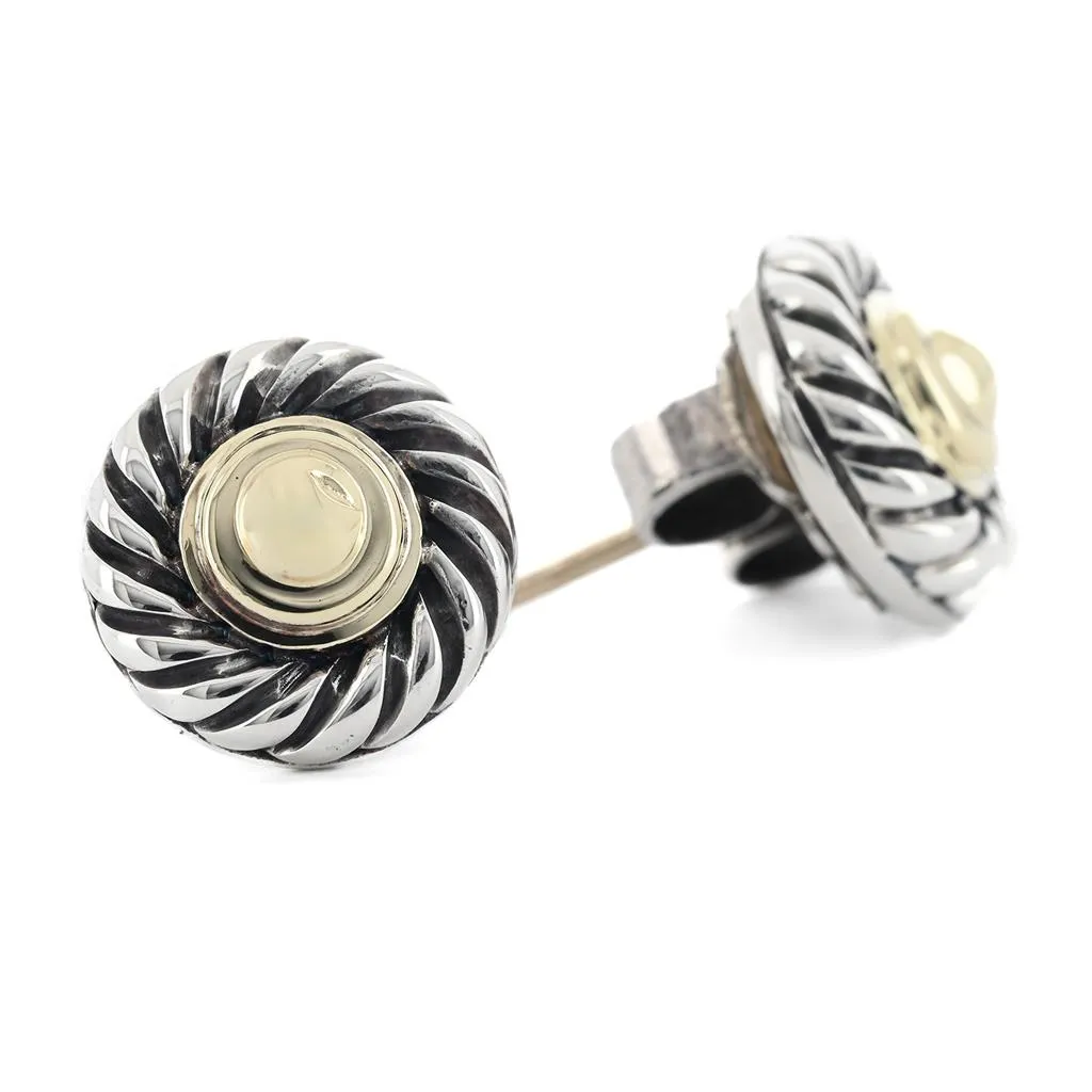 David Yurman | Small Cookie Stud Earrings, Size S - 925 Sterling Silver  14k Yellow Gold
