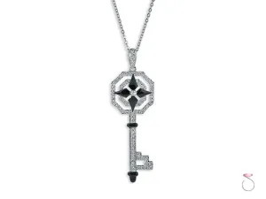 Diamond Key Pendant in 18K White Gold