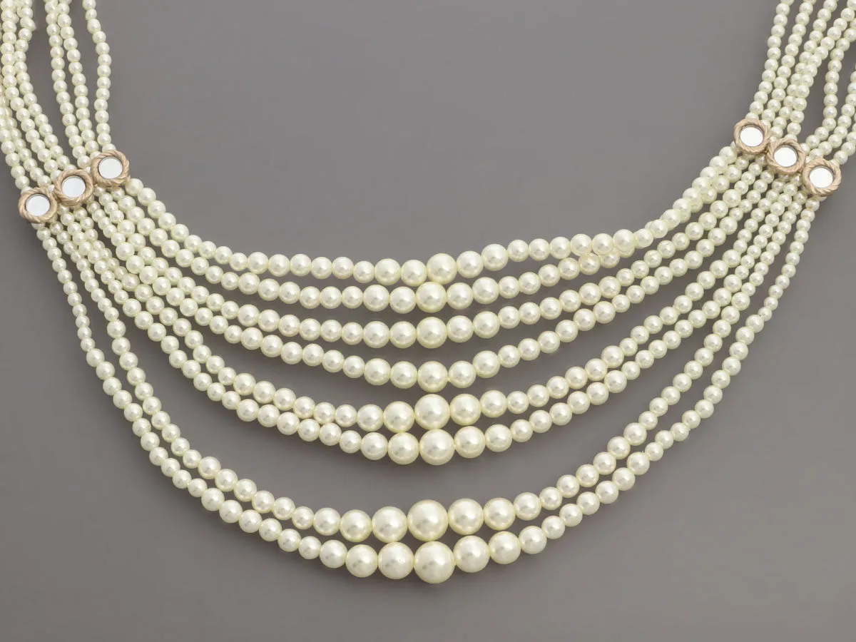Dior Multi Strand  Faux Pearl Choker Necklace