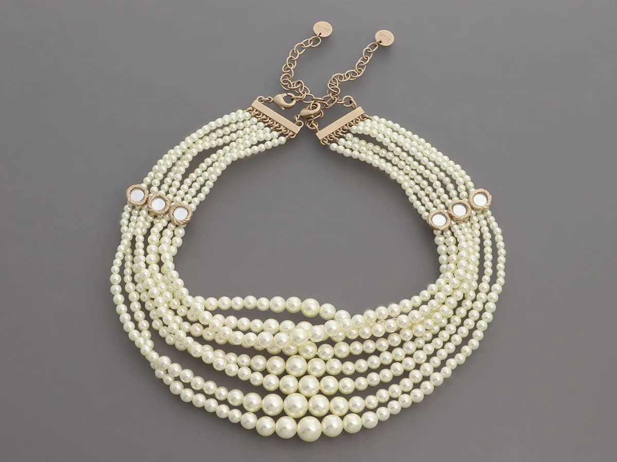Dior Multi Strand  Faux Pearl Choker Necklace