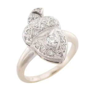 Edwardian 14k Diamond Acorn Motif Ring