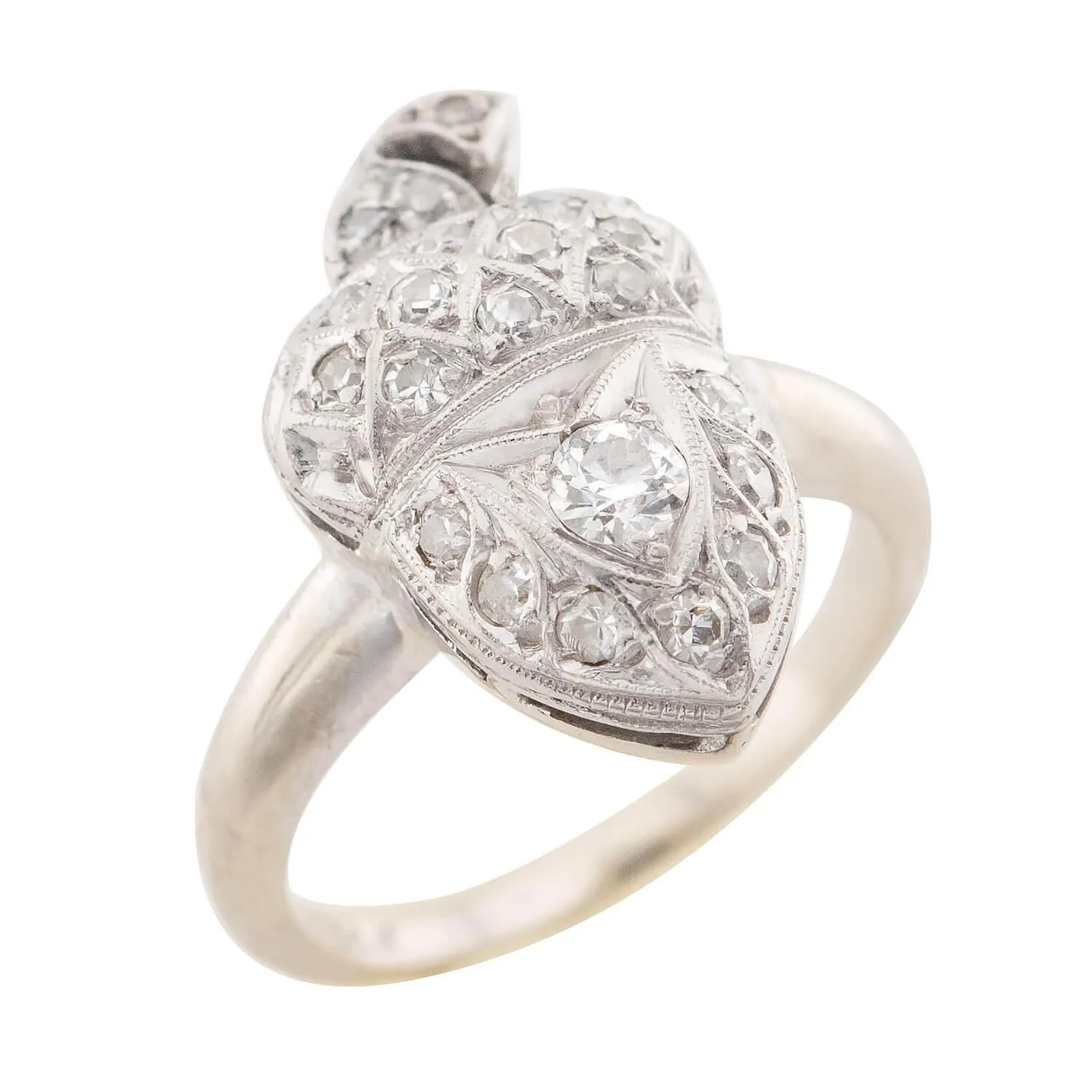 Edwardian 14k Diamond Acorn Motif Ring