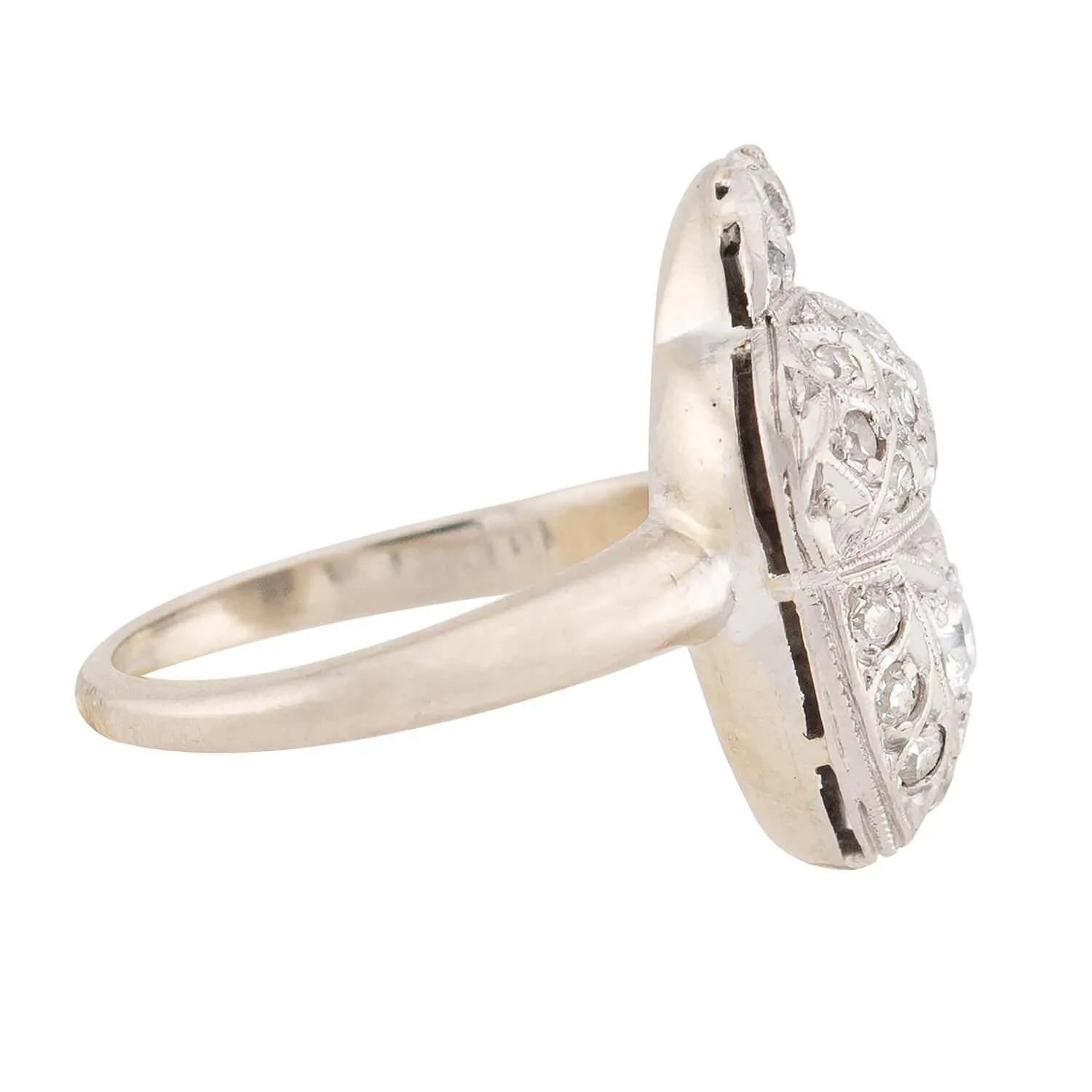 Edwardian 14k Diamond Acorn Motif Ring
