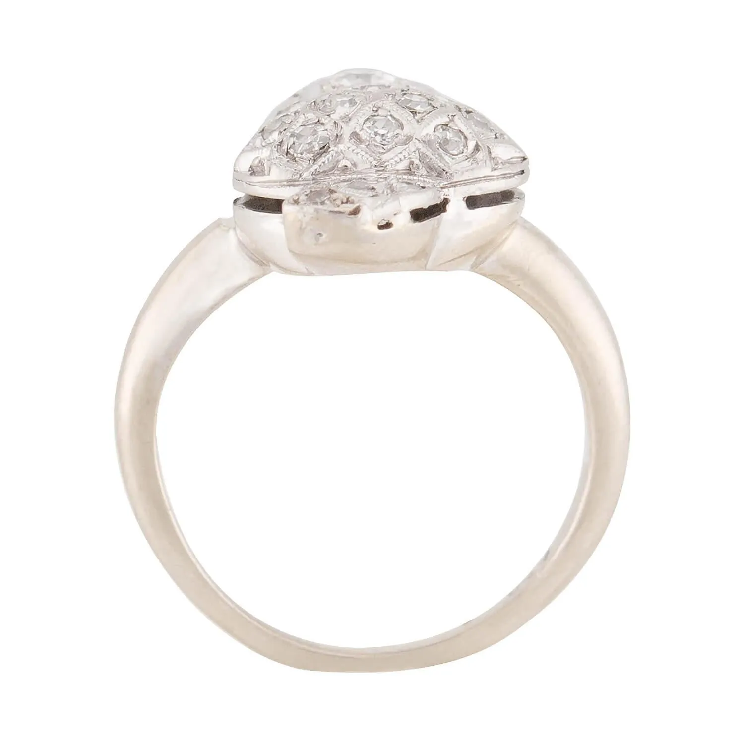 Edwardian 14k Diamond Acorn Motif Ring