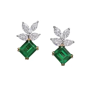 Emerald & Diamond Earrings - 8.98ct TW