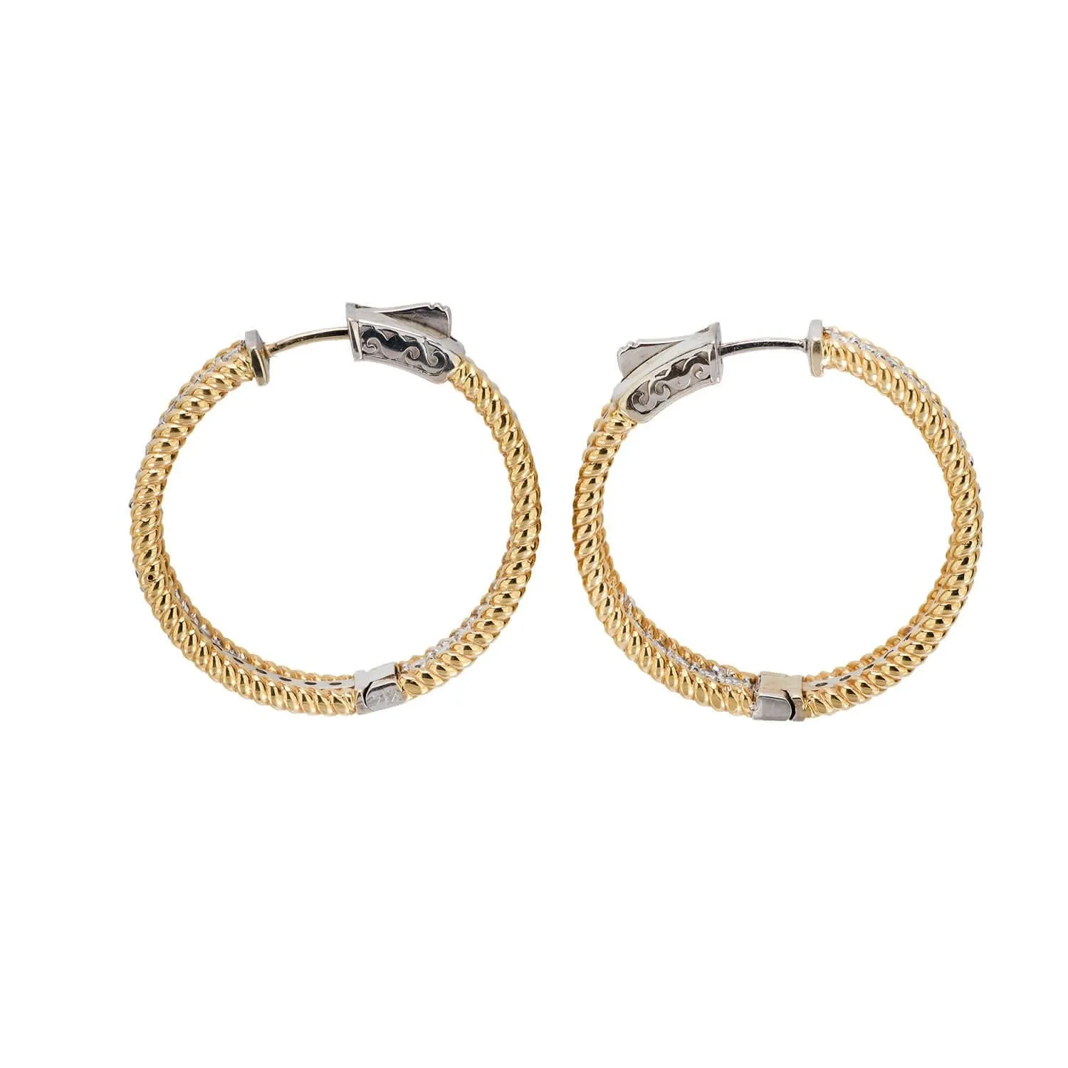 Estate 14k Diamond "Inside-Out" Hoop Earrings