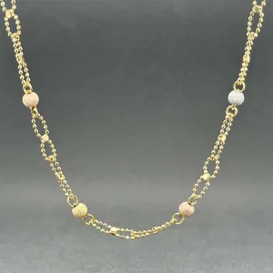 Estate 14K Tricolor Gold Ball Station Necklace