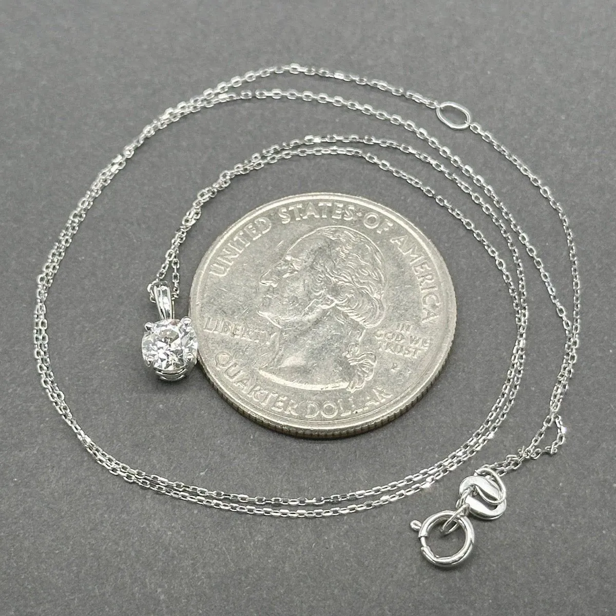 Estate 14K W Gold 0.48ct H/VS2 OEC Diamond Pendant GIA