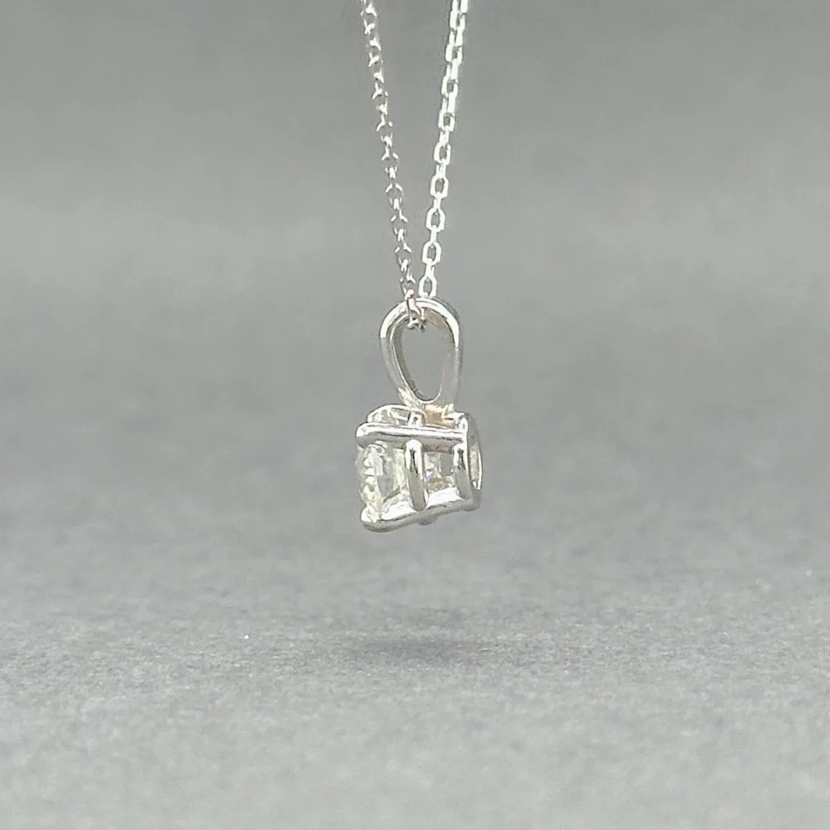 Estate 14K W Gold 0.48ct H/VS2 OEC Diamond Pendant GIA