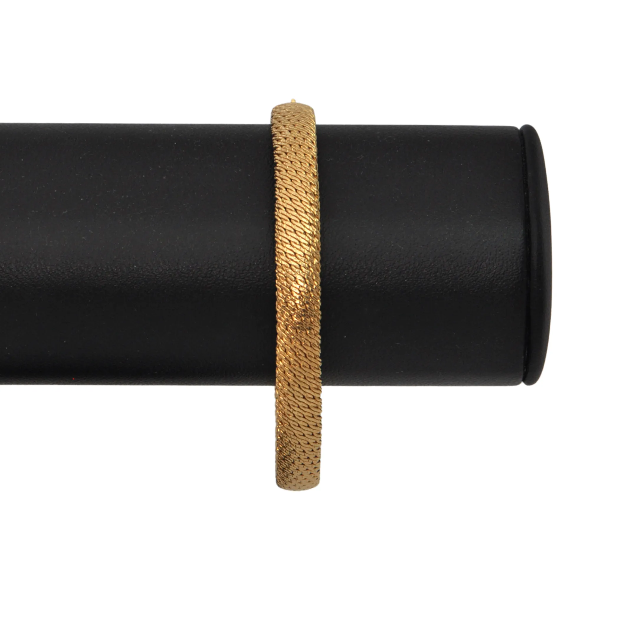 Estate French 18k Gold Round Flexible Woven Link Bangle Bracelet