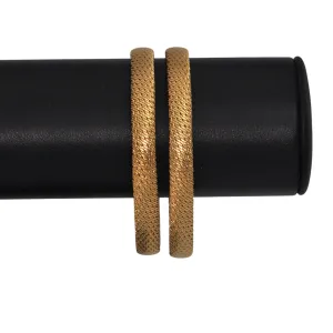 Estate French 18k Gold Round Flexible Woven Link Bangle Bracelet