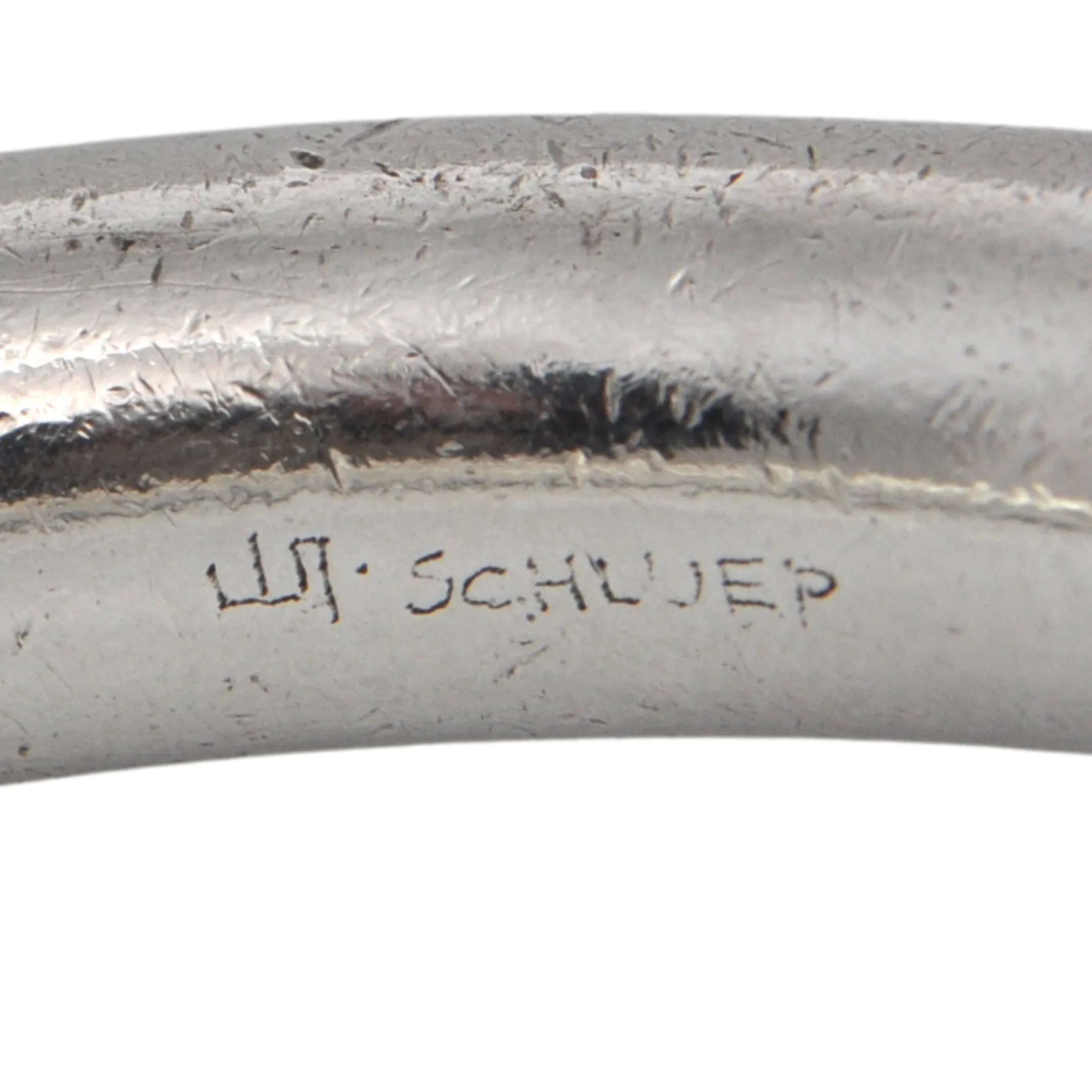 Estate Signed Walter Schluep Sterling Silver Round Open Bangle Bracelet