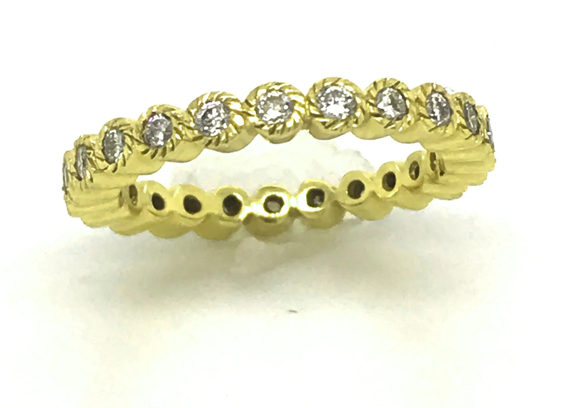 Flower Milgrain Stacking Diamond Eternity Band