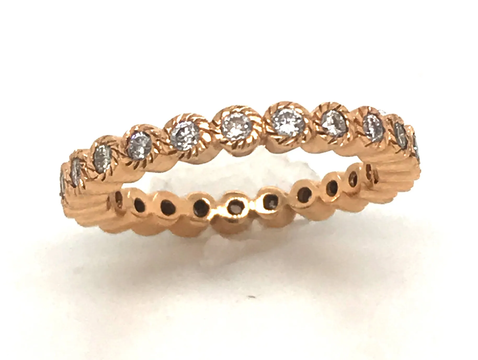 Flower Milgrain Stacking Diamond Eternity Band
