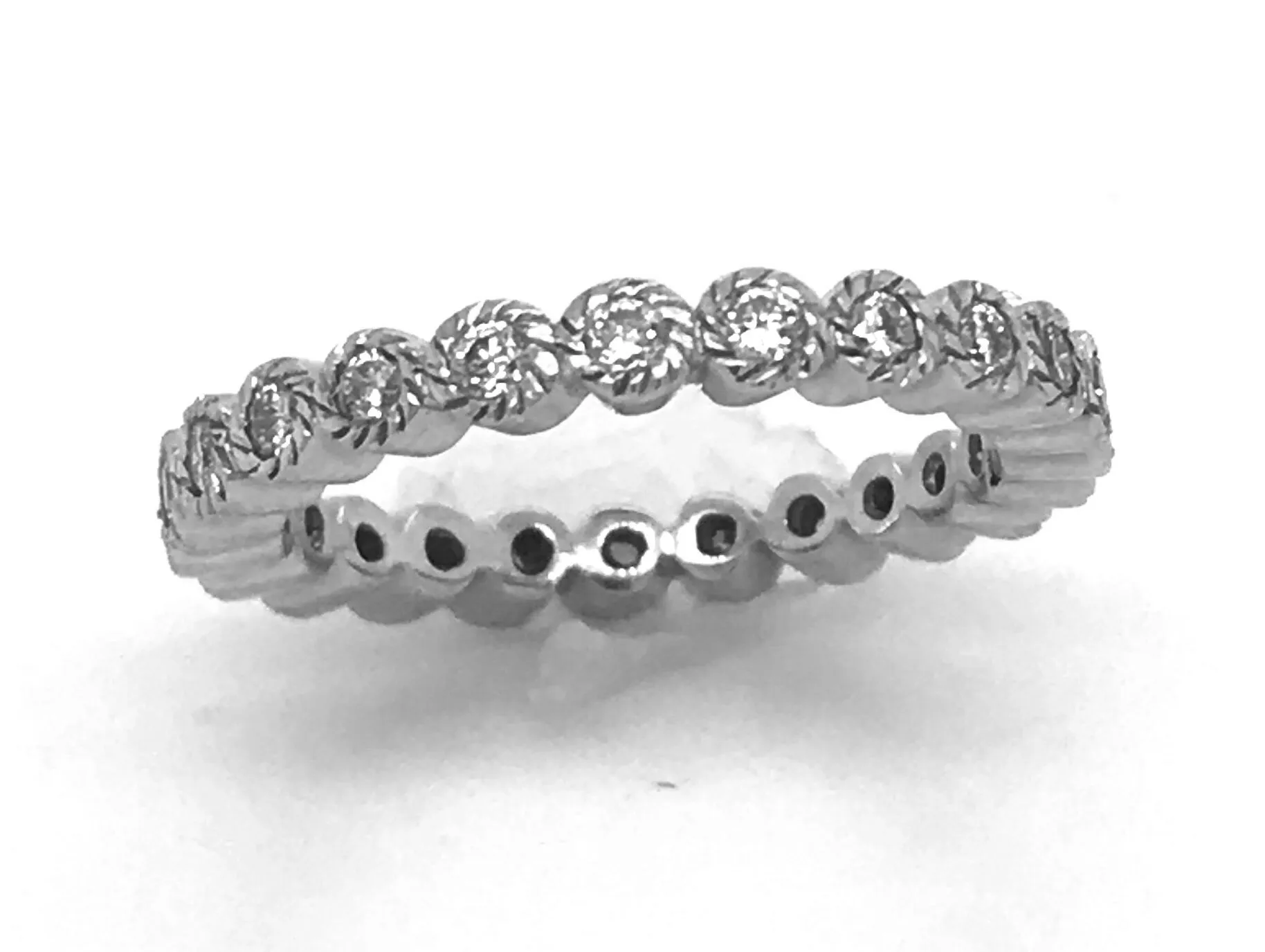 Flower Milgrain Stacking Diamond Eternity Band