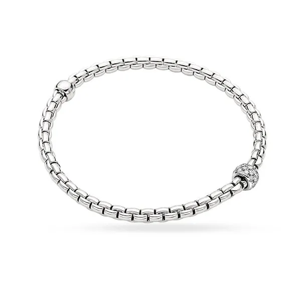 FOPE 'EKA' 18CT WHITE GOLD DIAMOND PAVE SET RONDELLE BRACELET