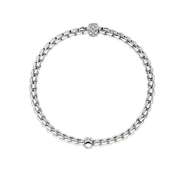 FOPE 'EKA' 18CT WHITE GOLD DIAMOND PAVE SET RONDELLE BRACELET