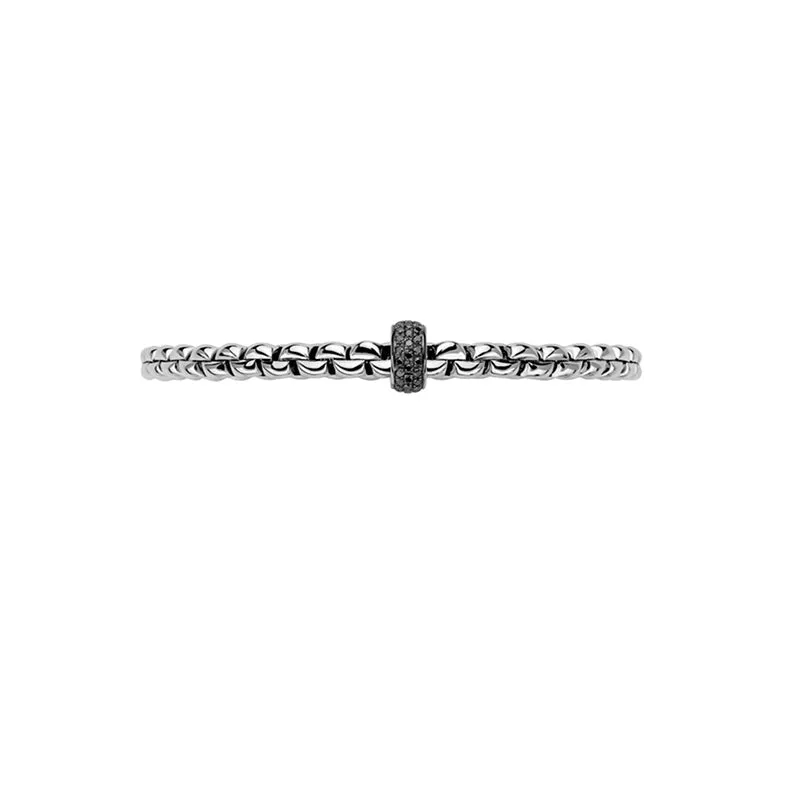 FOPE 'EKA' 18CT WHITE GOLD PAVE BLACK DIAMOND RHONDEL BRACELET